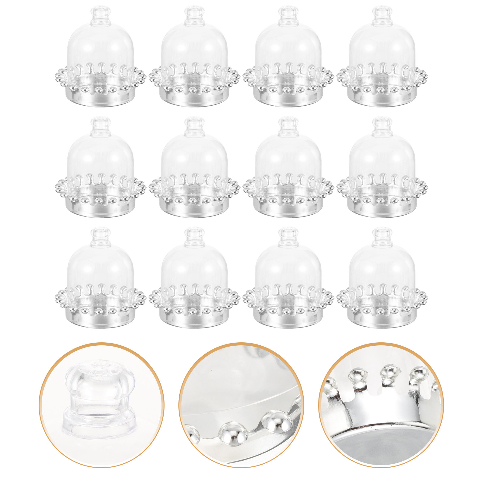 Plastic Dome Clear - 12 ชิ้น ฝาครอบเค้กแบบโดมใส จานขนมขนาดเล็กใส ที่วางเค้กใสสำหรับงานปาร์ตี้ จานขนมขนาดเล็ก