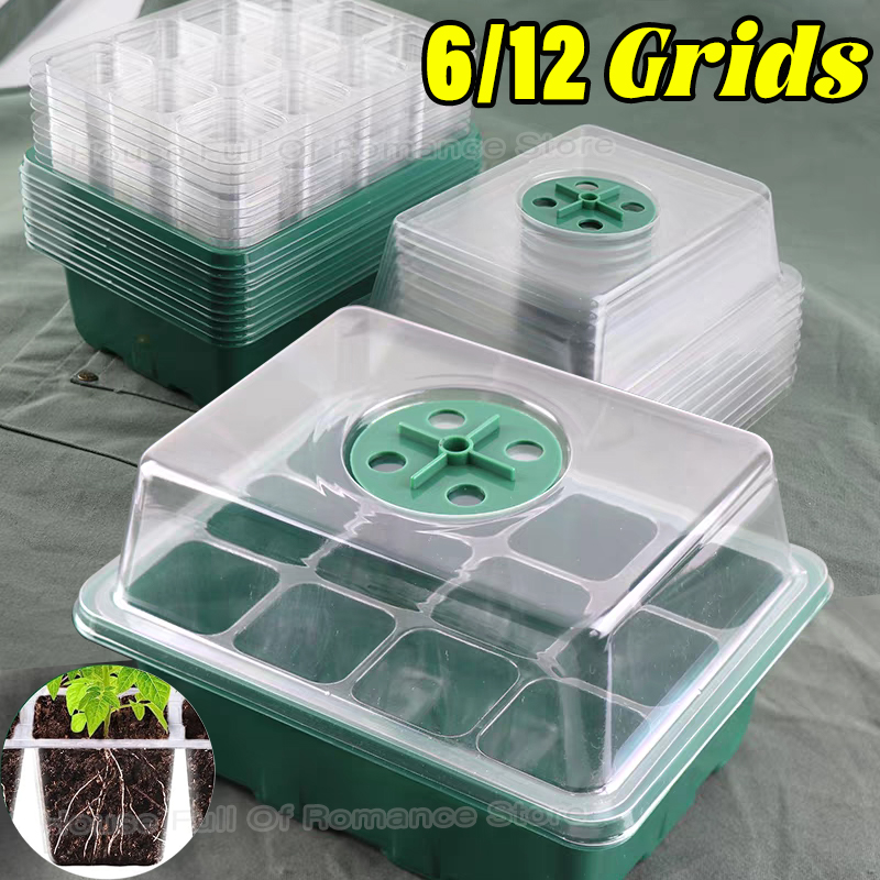 Humidity Dome Kit - ชุดเริ่มต้นเพาะเมล็ดพร้อมถาดเพาะชำ ฝาครอบปรับความชื้นได้ และฐานรอง ใช้ในร่ม สำหรับเพาะต้นกล้าขนาดเล็ก