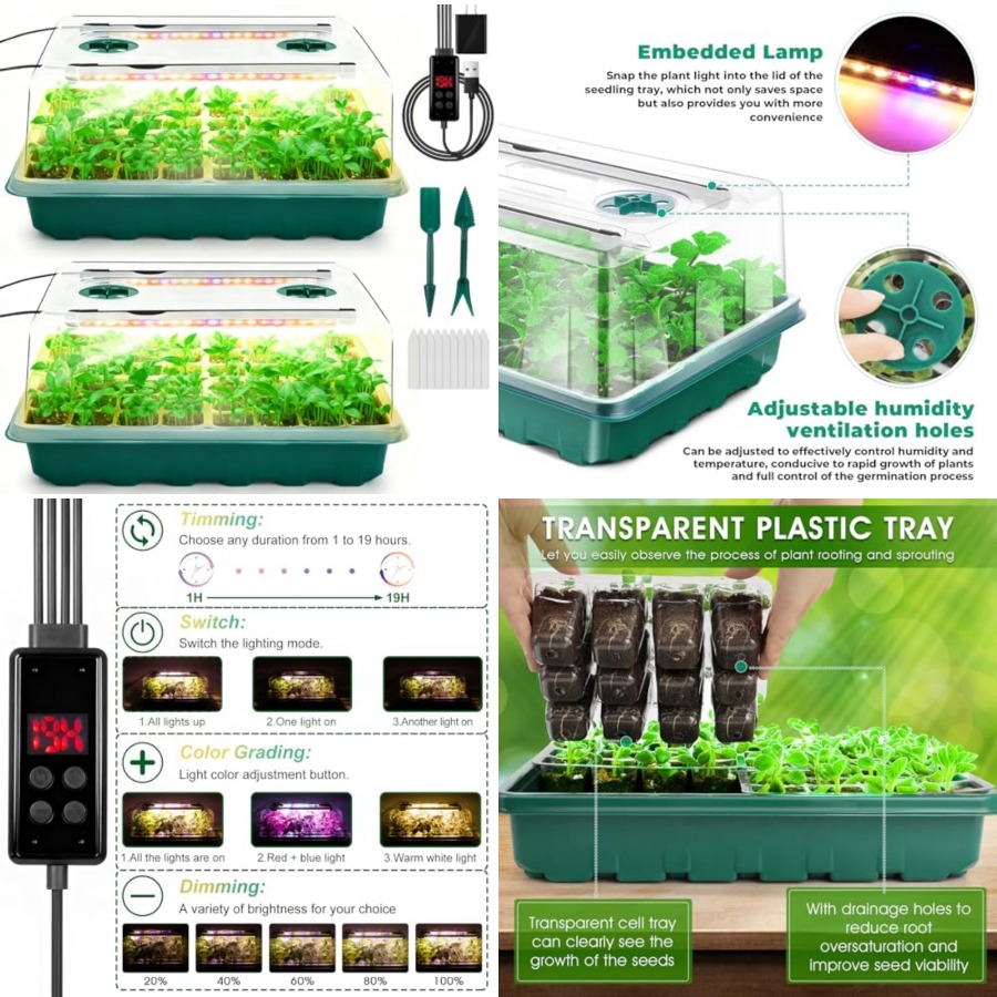ถาดเพาะเมล็ดพร้อมไฟปลูกพืช, ชุ - Humidity Dome Kit บทวิจารณ์และราคา
